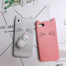 Load image into Gallery viewer, Cat Soft Silicone Mobile Phone Case Back Cover 3D Cute Bear Seal Phone Case For iPhone 6 6S 7 8 Plus X Case Cartoon Cat Ear Silicone Case For iPhone5S SE 8 Plus