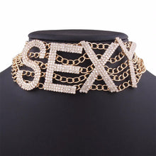 将图片加载到图库查看器,Rhinestone Choker Necklace Luxury Fashion Crystal Jewellery Sexy Word Chocker Bling Glam Sparkly Women's Jewelry Accessories