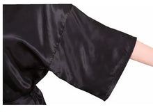 将图片加载到图库查看器,New Black Chinese Women's Faux Silk Robe Bath Gown Hot Sale Kimono Yukata Bathrobe Solid Color Sleepwear S M L XL XXL NB032