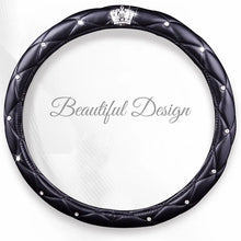 Load image into Gallery viewer, Fashion Women PU Leather Car Steering Wheel Covers Diamond Black Pink Auto Steering-Covers Cases for Lady Girls Car Accessories