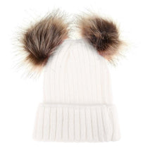 将图片加载到图库查看器,Fashion Parent-child Caps Cute Infant Baby Pom Pom Cap Winter Double Fur Ball Hat Baby Mom Warm Knitted Hat