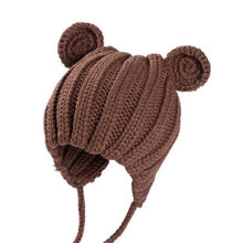 Load image into Gallery viewer, Luxury Modern Baby Knitted Winter Hat with Ears Cartoon Lace-up Children Kids Baby Bonnet Cap In Winter Cozy Style