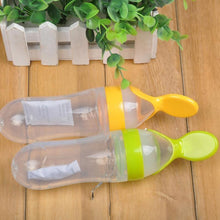 Load image into Gallery viewer, Safety Silicone Bottle For Infant Dids Deeding Bottles With Spoon Baby Food Supplement Bottle Cup For Kids