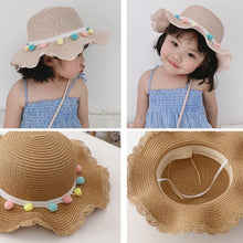Load image into Gallery viewer, Luxury Baby Lady Girl Summer Straw Sun Handmade Beach Hat In elegant Modern Deign For Kids