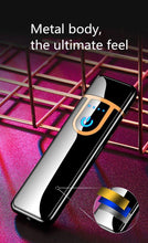 将图片加载到图库查看器,Luxury Modern USB Charging Electronic Lighter Windproof Slim Man Colorful Cigarette Lighter WIth Touch Sensor And Dragon Gravure Excellent for Gift
