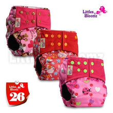 将图片加载到图库查看器,Modern Luxury Printed Washable Real Cloth Pocket Nappy,3 nappies/diapers Set For Girls and Boys Baby In Elegant Style