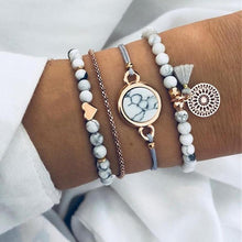 Load image into Gallery viewer, Handmade Stone Bohemian Heart Beads Tassel Layered Bracelet Set for Women Handmade Chains Rope Adjustable Bangle Set Anklet For Ladies and Women