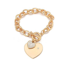 Load image into Gallery viewer, Gold Love Heart Charm Bracelets For Women Accessories Silver Color Link Chain Bracelets & Bangles Trendy Jewelry Design