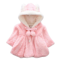 Load image into Gallery viewer, Luxury Modern High Quality Winter Rabbit Ear Warm Fur Coat Cloak Jacket Outerwear for Newborn Baby Girls