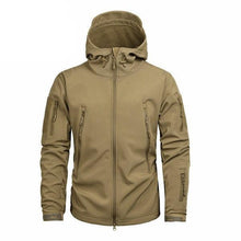 Load image into Gallery viewer, Men's Camouflage Tactical Jacket Green Camouflage Water Resistant Jacket Waterproof Windbreaker Hooded Jackets Ski Jacket Warm Winter Coats Men Soft Winter Hooded Coat Hiking Clothes