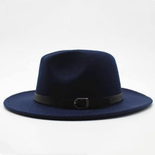 Load image into Gallery viewer, Vintage Winter Autumn Woolen Women Men Belt Buckle Fedora Hat Classic Wide Brim Floppy Hat Retro Warm Top Hat Vintage Cap Women Fedoras Durable Hat
