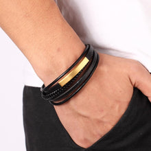 Load image into Gallery viewer, Classic Genuine Leather Bracelet For Men Hand Charm Jewelry Multilayer Magnet Handmade Gift For Cool Boys