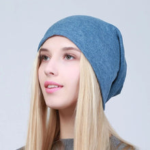 Load image into Gallery viewer, Geebro Women's Plain Beanie Hat Spring Cotton Slouchy Beanie for Women Knitted Bone Hat Ladies Black Skullies Cap JS293A