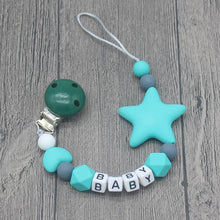 Load image into Gallery viewer, Personalized Name Handmade Pacifier Clips Holder Chain Silicone Pacifier Chains Baby Teether Teething Chain For Baby and Kids