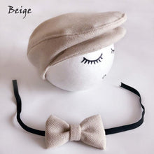 Load image into Gallery viewer, Modern Set Baby Newborn Peaked Beanie Cap Hat Bow Tie Photo Photography Prop Infant Boy Caps In elegant Modern Design