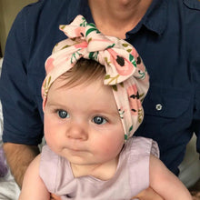 Load image into Gallery viewer, Cute Soft Cotton Knot Printed Rabbit Ears Turban Hat Indian Flower Cap for Baby Girls Accessories