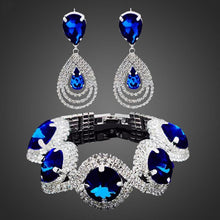 将图片加载到图库查看器,Modern NEW Trend Luxury Woman Elegant Wedding Bridal Jewelry Sets For Women Rhinestone Austrian Crystal Jewelry Set Bracelet Earrings Set