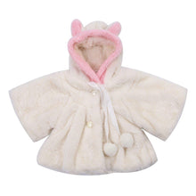 将图片加载到图库查看器,Winter Baby Girls Fur Warm with Cute Rabbit Ears Cloak Coat In Elegant Modern Style For Baby Girls