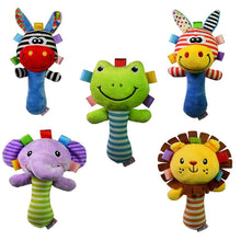 Load image into Gallery viewer, Soft Plush Baby Animal Hand Bells Baby Rattle Toys Newborn Gift Animal Style Hand Bell Rattle For Baby Kids