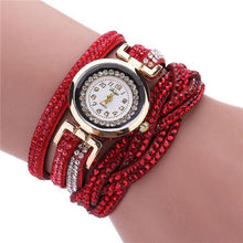Load image into Gallery viewer, Fashion Casual Gold Quartz Women Rhinestone Watch Braided Leather Bracelet Watch Gift Ladies Wristwatch For Ladies and Women