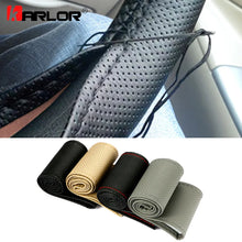 将图片加载到图库查看器,Braid On Steering Wheel Car Steering Wheel Cover With Needles and Thread Artificial leather Diameter 38cm Auto Car Accessories
