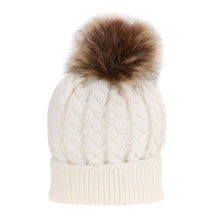 将图片加载到图库查看器,Fashion Parent-child Caps Cute Infant Baby Pom Pom Cap Winter Double Fur Ball Hat Baby Mom Warm Knitted Hat