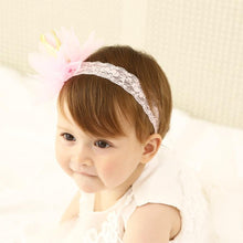 将图片加载到图库查看器,New Pink And Beige Crown Flowers Hairbands Girls Headbands Elastic Hair Band Kids Hair Accessories For Baby Girls
