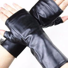 将图片加载到图库查看器,Long Sheepskin Half Finger Gloves Women's Leather Car Driving Men's Outdoor Motorcycle Riding Fingerless Sun Protection