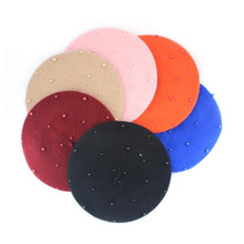将图片加载到图库查看器,Modern Art Wool Baby Hat with Pearls Cat Candy Color Retro Baby Girl Cap Kids Beret Hats for Girls