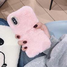 Load image into Gallery viewer, Fashion Lady Gift Case for iPhone 14 13 12 XS Max XR X 11 Pro Max SE Furry fluffy Warm Cover for iPhone 6 7 8 Plus Phone Case Fashion Fluffy Fur Protective Back Cover