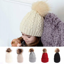 将图片加载到图库查看器,Winter Warm Baby Hat Fur Pompom Knitted Baby Hat Cap Infant Toddler Kids Hat Beanie In Modern Designer Style