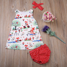 将图片加载到图库查看器,Summer Baby Girl Clothes Toddler Floral Headband Cartoon Dress Dot Shorts Outfits Clothes set 0-24M For Baby Girls With Bow