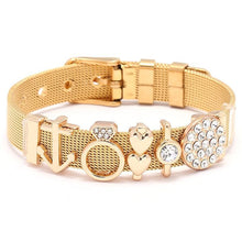 将图片加载到图库查看器,Fashion Stainless Steel Woman and Men Bracelet Mesh Bracelet Set Crystal Heart Anchor Charm Fine Bracelet Bangle For Female Lover