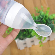 Load image into Gallery viewer, Safety Silicone Bottle For Infant Dids Deeding Bottles With Spoon Baby Food Supplement Bottle Cup For Kids