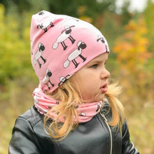 将图片加载到图库查看器,Modern Children Girls Cartoon Sheep Printing Cotton Hat and Scarf Animal Pattern Kids Caps Baby Beanie