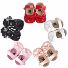 将图片加载到图库查看器,Red Princess Baby Girl Shoes Newborns Butterfly-knot PU Leather Shoes Infants Crib Soft Fashion Footwear Shoes