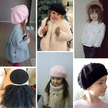 将图片加载到图库查看器,Modern Art Wool Baby Hat with Pearls Cat Candy Color Retro Baby Girl Cap Kids Beret Hats for Girls
