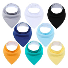 Load image into Gallery viewer, 8PCS/SET Comfortable Colorful 100% Organic Cotton Adjustable Snaps Bandana Saliva Bibs For Baby Boys & Girls Kids