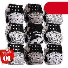 Load image into Gallery viewer, Modern 9/6PCS Set Bamboo Charcoal Washable Real Cloth Pocket NappiesFor Baby Boys and Girls Diaper Set In Modern Design