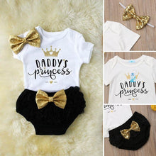 Load image into Gallery viewer, 3PCS Cute Newborn Baby Girl Outfits Clothes Tops Bodysuit Shorts Pants Set For Girls WIth Print Dadys Princess