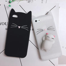 Load image into Gallery viewer, Cat Soft Silicone Mobile Phone Case Back Cover 3D Cute Bear Seal Phone Case For iPhone 6 6S 7 8 Plus X Case Cartoon Cat Ear Silicone Case For iPhone5S SE 8 Plus