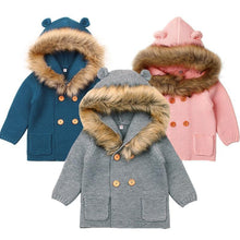 Load image into Gallery viewer, Winter Fashionable Sweaters For Baby Cardigans Autumn Hooded Newborn Knitted Jackets Cartoon Bear Children Long Sleeve Clothing