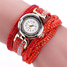 Load image into Gallery viewer, Fashion Casual Gold Quartz Women Rhinestone Watch Braided Leather Bracelet Watch Gift Ladies Wristwatch For Ladies and Women
