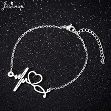 将图片加载到图库查看器,Jisensp Stainless Steel Heartbeat Cardiogram Bracelet Stethoscope Women Bracelets Bangles Special Gifts for Nurse Doctor Jewelry