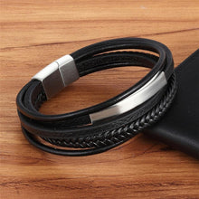 Load image into Gallery viewer, Classic Genuine Leather Bracelet For Men Hand Charm Jewelry Multilayer Magnet Handmade Gift For Cool Boys