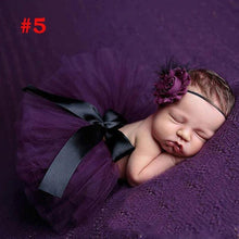 将图片加载到图库查看器,Luxury Modern Elegant Baby Girl Tulle Tutu Skirt and Flower Headband Set Newborn Dress With Big Bow And With Headband
