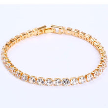 Load image into Gallery viewer, Luxury 4mm Diamond Shiny Elegant Cubic Zirconia Tennis Bracelets Iced Out Chain Crystal Wedding Bracelet For Women and Men In Modern Gold Silver and Colorful Design