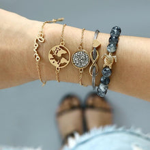 Load image into Gallery viewer, Charm Bowknot Heart LOVE Rope Map Crystal Marble Cuff Bracelets For Women Boho Party Luxury Jewelry Perfect Gift