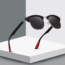 将图片加载到图库查看器,Popular Retro New Polarized Men's Sunglasses UV400 Square Half Metal Frame Ladies Sunglasses Brand Design Glasses Driving Sunglasses