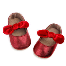 将图片加载到图库查看器,Baby Shoes Infant Girl First Walkers Bowknot Soft Rubber Sole Newborn Pre Walkers Shine Stylish Shoes